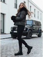 Dámská zimní bunda YOUWARM krátká prošívaná s kožešinou černá FashionStreet TY5006 Dámská zimní bunda YOUWARM krátká prošívaná s kožešinou černá FashionStreet TY5006
