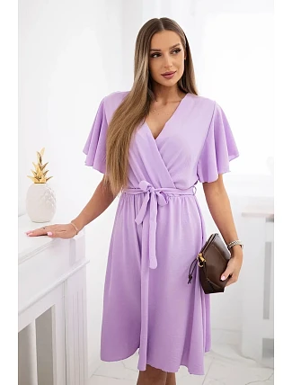 Šaty s vrstveným výstřihem světle fialová