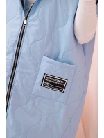 Dámská prošívaná vesta Plus Size s kapucí na zip modrá