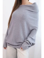 Svetr dámský viskózový asymetrický typu netopýr šedý