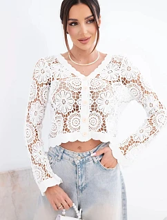 Dámský letní krajkový svetr s knoflíky a dlouhým rukávem černý