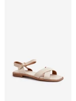 Dámské Ploché Sandály Z Ekokože S.Barski KV27-003 Beige Dámské Ploché Sandály Z Ekokože S.Barski KV27-003 Beige