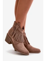 Dámské Kožené Boty Na Zip Eko Zamšové Hnědé S.Barski HY42-127