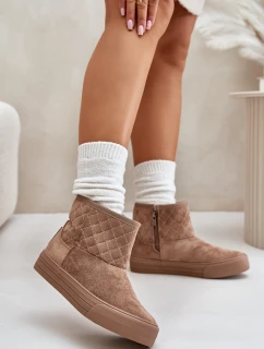 Sněhové boty na zip zateplené kožešinou Big Star OO274A524 Béžové