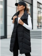 Dámská prošívaná dlouhá vesta bez kapuce SERKIS černá FashionStreet TY4524