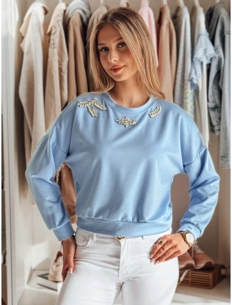 Dámská halenka s dlouhým rukávem a motýlem CRYSTALIA modrá FashionStreet RY2769