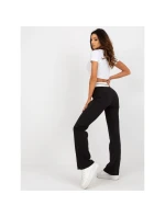 Černé látkové kalhoty do zvonu bez kapes (DHJ-SP-6971.33P)