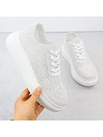 Dámské boty na platformě šněrovací bílé Vinceza 17371