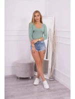 Halenkové body s potiskem pistole tmavě mátové barvy