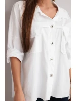 Dámská bavlněná košile s kapsami bílá