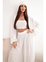 Dámský viskózový čtyřdílný komplet v boho stylu bílý