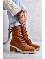 Dámské zateplené kozačky na vysokém podpatku Velbloud Julieta