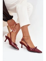 Lakované lodičky na podpatku s mašličkou bordó Olvena Lakované lodičky na podpatku s mašličkou bordó Olvena