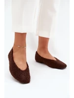 Dámské baleríny s kožíškem typu beránek Zimira – čokoládové