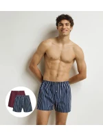 Pánské volné boxerky 2 ks DIM COTTON STRETCH LOOSE BOXER 2x - DIM - tmavě červená