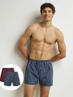 Pánské volné boxerky 2 ks DIM COTTON STRETCH LOOSE BOXER 2x - DIM - tmavě červená