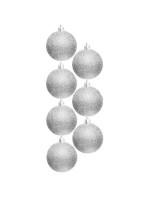 DEKORATIVNÍ PLASTOVÁ CETKA 6CM SADA 35 KS STŘÍBRNÁ