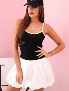 Dámské šaty na ramínkách s rozevlátou bavlněnou sukní - černé