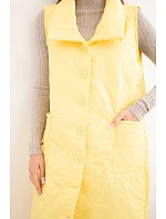 Dámská prošívaná dlouhá vesta s kapsami a stojáčkem žlutá