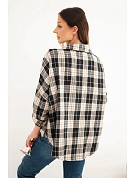 Dámská kostkovaná oversized košile s kapsami tmavě modrá