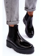 Lakované Kalhoty Boty Na Platformě Big Star MM274395 Černé