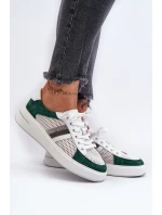 Dámské kožené tenisky D&A LR110 Zeleno-Bílé
