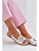Dámské Sandály Na Ploché Podpatky S Dekorativním Detaily S.Barski KV51-080 Stříbrné