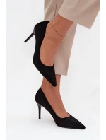 Dámské lodičky z eko semiše Černé Elvessa
