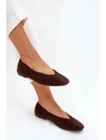 Dámské baleríny s kožíškem typu beránek Zimira – čokoládové