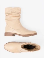 Pohodlné  kotníčkové boty dámské hnědé na plochém podpatku