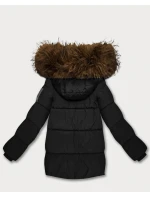 Černá péřová bunda s kapucí (KK60609)
