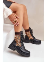 Dámské Botky Workery Se Ponožkou V Leopardím Černé Penthis