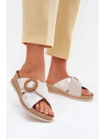Dámské Sandály Na Klínu S Dekorativní Sponou Světle Béžové Inblu RV000012