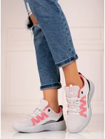 Komfortní  tenisky šedo-stříbrné dámské bez podpatku