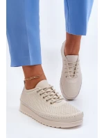 Kožené Sportovní Dámské Tenisky Beige Lalnai