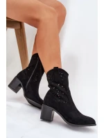 Dámské Ažurové Kožené Botky Na Podpatku S.Barski HY51-125 Černé