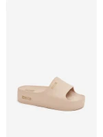 Dámské Pěnové Pantofle Na Masivní Platformě Big Star SS274722 Béžové Dámské Pěnové Pantofle Na Masivní Platformě Big Star SS274722 Béžové