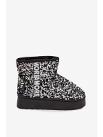 Dámské sněhule na platformě zdobené flitry černo-stříbrné Silmo