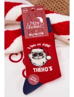 Pánské Vánoční ponožky Santa Claus v brýlích Červeno-tmavé Pánské Vánoční ponožky Santa Claus v brýlích Červeno-tmavé