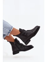 Dámské zateplené kožené kotníkové boty D&A – černé