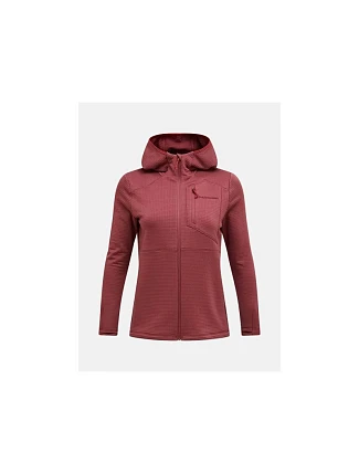 Dámská mikina PEAK PERFORMANCE W Trail Polartec Power Grid Zip Hood, červená Dámská mikina PEAK PERFORMANCE W Trail Polartec Power Grid Zip Hood, červená