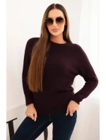 Dámský svetr z baby alpaky s dlouhým rukávem švestkový