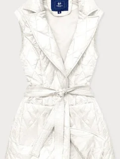 Dámská vesta v ecru barvě s límcem (JIN221)