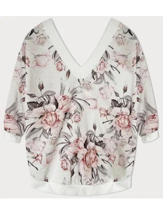 Růžovo-šedá dámská květovaná halenka (10616) Růžovo-šedá dámská květovaná halenka (10616)