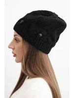 Dámská zimní čepice z vlny s ozdobnými krystaly K461 černá