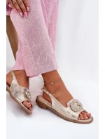 Dámské sandály na plochém podpatku s ozdobným detailem S.Barski KV51-080 zlaté