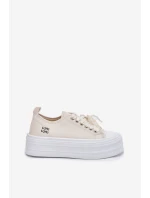 Dámské Tenisky Na Platformě S Dekorativním Šněrováním Béžové Tivora Dámské Tenisky Na Platformě S Dekorativním Šněrováním Béžové Tivora