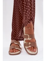 Dámské pantofle s zlatými sponami béžové Danelle