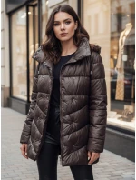Dámský prošívaný zimní kabát s kapucí BLOOM mocha FashionStreet TY4517z