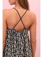 Dámské šaty na ramínka s geometrickým vzorem černý Dámské šaty na ramínka s geometrickým vzorem černý